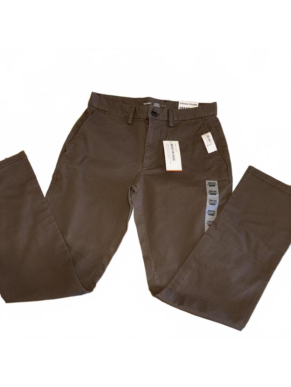 Old Navy NWT Ultimate Straight Men’s 28 x 30 Built-In Flex Brown Pants XS - Picture 7 of 9